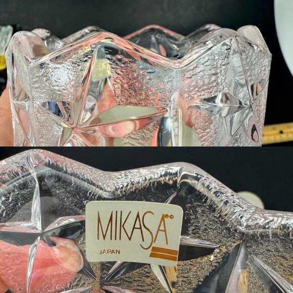 Vtg Mikasa Starglow Votive Candleholder Clear Frosted Glass Textured WY372/610 - Picture 6 of 11